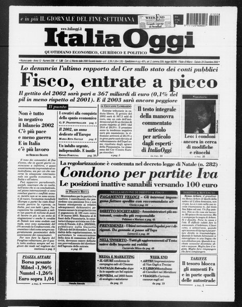 Italia oggi : quotidiano di economia finanza e politica